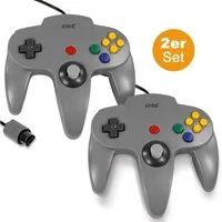 EAXUS Gamepad für Nintendo 64 in Schwarz/Grau Controller (2 St., für N64)