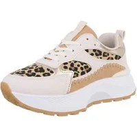 Ital-Design Damen Low-Top Freizeit Sneaker (88828614) Keilabsatz/Wedge Sneakers Low in Beige