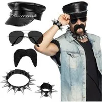Boland Kostüm Gay Biker Accessoire-Set, Damit wirst Du zum ganz harten 80er Jahre Rocker!