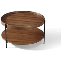 NJLyuhome Couchtisch Coffeetable, Wohnzimmertisch - Moderner runder Tisch mit 2 Ebenen (1-St), MDF-Echtholz-Furnier, 69 x 38 cm
