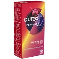 durex Kondome Pleasure Me Packung mit, 10 St., stimulierende Markenkondome mit Rippen und Noppen