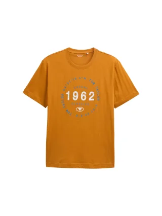 Tom Tailor - T-Shirt mit Logo-Print peanut butter brown - Gr. - XXL