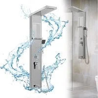 FIVMEN Duschsystem Duschpaneel aus Edelstahl mit Ablage und Armatur Duschsäule Duschset, 5 Duschmodi Massagedusche, Wasserfalldusche, Handbrause Duschset