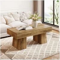 Tribesigns Couchtisch 120x60x50cm Landhaus Wohnzimmertisch mit stabiler Basis Braun