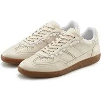 LASCANA Freizeitschuh, Halbschuh Sneaker mit Lederanteil und Spitzen Details