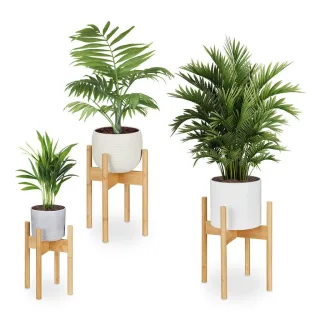 Relaxdays Pflanzenständer, Hellbraun, Holz, 34x40x34 cm, Wohnzimmer, Wohnzimmertische, Blumenständer