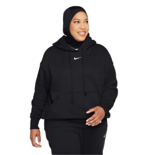 Nike - Kapuzenpullover für Damen, Zum Überziehen, Fleece, Übergroß (Schwarz/Weiß)
