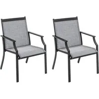 COSTWAY Gartenstuhl (2 St), 50 cm breitere Sitzfläche, mit Armlehne