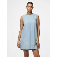pieces Jeanskleid PCFLORA SL MINI DENIM DRESS NOOS mit A-Linien-Schnitt