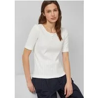 s.Oliver Kurzarmshirt T-Shirt Pointelle-T-Shirt mit Knopfleiste