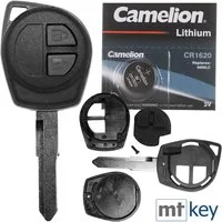 mt-key Auto Schlüssel + 1x Tastenfeld + 1x HU133R Rohling + passende CR1620 Knopfzelle, CR1620 (3 V), für Opel Agila Suzuki Splash Swift Alto Funk Fernbedienung