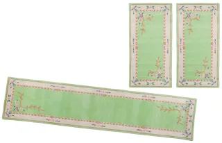 THEKO Bettumrandung "Lifou" Höhe 14 mm 3 Stk. tlg. Läufer-Set, Kurzflor, reine Schurwolle, handgewebt, mit Bordüre