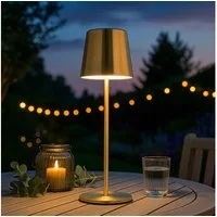 GLOBO LIGHTING LED Tischleuchte, LED-Leuchtmittel fest verbaut, Warmweiß, Neutralweiß, Tageslichtweiß, Tischlampe Tischleuchte Wohnzimmerlampe gold Touchdimmer Akku LED