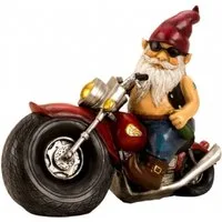 Geschenkestadl Gartenzwerg Rockiger Gartenzwerg – Motorrad-Rocker mit Kultfaktor 28 x 35 cm