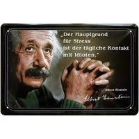 WOGEKA ART Metallbild Hauptgrund für Stress sind Idioten - 20 x 30 cm Retro Blechschild