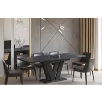 Endo-Moebel Esstisch Lara Esstisch 130–210cm ausziehbar für 8 Personen Tischbeine schwarz, Ausziehbar 130-210 (2x40 intern), 36mm, V-Säule, schwarz matt