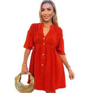 AX Paris - Kittelkleid für Damen, Polyester (Dunkel Orange)
