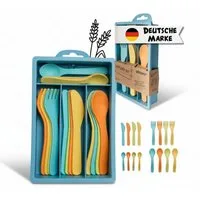 alldoro Spielbesteck Kinderküchen Besteck-Set 17-teilig mit Besteckkasten, Farbenfrohes Küchenspielzeug für Rollenspiele, für Kinder ab 3 Jahren