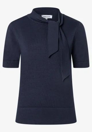MORE & MORE - Pullover mit Schleife blau - Gr. - 36