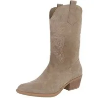 Ital-Design Damen Westernstiefel Echtleder mit Blockabsatz Westernstiefel (92002372) Blockabsatz Stiefel in Grau