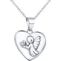 Limana Kette mit Anhänger 925 Silber Halskette mit Herz Engel Anhänger für Mädchen & Damen (Silberkette Schulanfang Schmuck Liebe Ehefrau Echtschmuck inkl. Dose), Geschenk Kinder Frauen Einschulung Geburtstag Muttertag Weihnachten