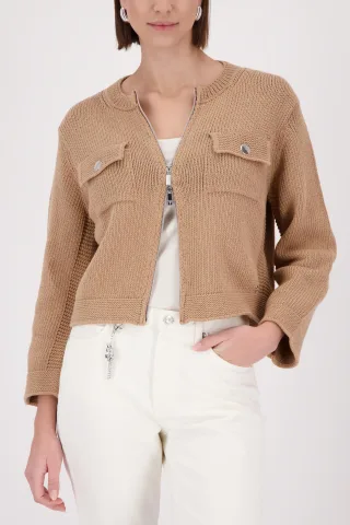 monari - Strickjacke mit Pattentaschen biscotti - Gr. - 44