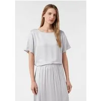 comma Kurzarmbluse Bluse Satinbluse mit seitlichen Schlitzen