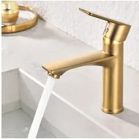 HOMELODY Waschtischarmatur Einhebelmischer Bad Wasserhahn Mischbatterie Armatur Waschbecken Keramikkartusche, Perlator, 3/8 Anschluss, einfache Montage, Gold