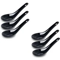 WestCraft Suppenlöffel White and black Series ASIATICA, Porzellan-Löffel-Set Asien / Ramen, 13 cm - Reis-Löffel - Suppen-Löffel, Servier-Löffel - Spoon-Set