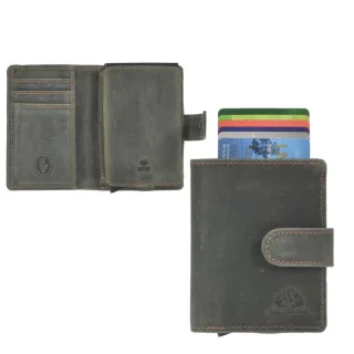 Greenburry Kartenbörse Leder RFID | Card Slider Coin antik grün