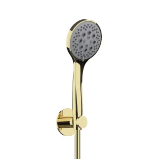 Herzbach LIVING SPA Wannenset Halter 70 rund Handbrause 100mm Multi 1500mm PVD Gold, 30.914200.1.03 30.914200.1.03