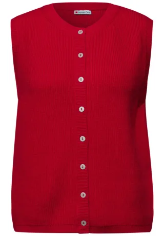 Street One - Ärmelloser Cosy Cardigan rot - Gr. - 36