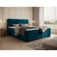 Goldstoff Boxspringbett 180 x 200 mit Bettkasten - Komfort & Stauraum Deluxe (Komfortbett mit Federkern und Stauraum - Modernes Bett 140 160 180 cm, 1-St., mit Stauraum und Topper - Komfortables Doppelbett modern), 140/160/180 x 200cm - Luxuriöses Sc
