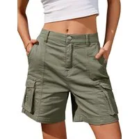IVIR Bermudas Kurze Hose Damen, Cargo Shorts Damen (1-tlg) Hochtailliert & dehnbar aus Baumwolle mit 6 praktischen Taschen
