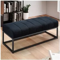 FINEBUY Bettbank FB60343 Sitzbank Polsterbank Samt 108 cm Flurbank Modern Bank (Samt Schwarz 108x40x40 cm, Flur Polsterbank), Design Stoffbank Schlafzimmer, Garderobenbank