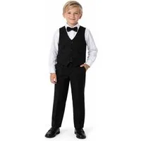 Lorey Medtec Anzug 4-teilig Jungen Outfit, 4er Set: Hemd, Weste, Hose, Fliege, schwarz, weiß (Hemd + Weste + Hose + Fliege)