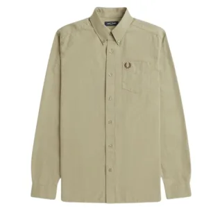 Fred Perry - Langärmliges Oxford-hemd In Warmem Grau