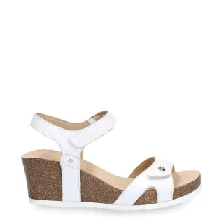 Damen-Sandalen „Julia B1“ aus weißem Leder mit Keilabsatz