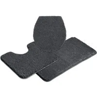 OTTO home Badematte Inga, Badezimmer Teppich, Badvorleger, Höhe 20 mm, rutschhemmend beschichtet, schnell trocknend, strapazierfähig, fußbodenheizungsgeeignet, Polyester, rechteckig, 3tlg Set Stand WC, Badteppich, unifarben, weich, als halbrund und r