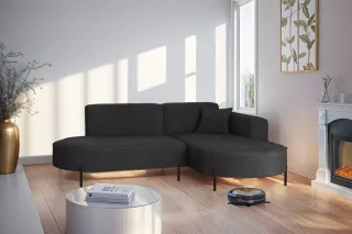 Ecksofa Designersofa VALENCIA XS in Stoff Noel Grafit Ottomane Rechts