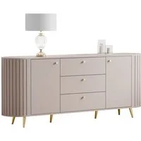 yourhouse24 Sideboard LINNEA 190cm 2D3S Runde Ecken Lamellen Kaschmir/Schwarz