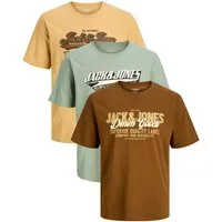 Jack & Jones T-Shirt Stilvolles Slim-Fit oder Regular Shirt mit Printdruck (3er-Pack) Printdruck