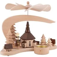 RATAGS Kunsthandwerk Weihnachtspyramide 1-stöckige Pyramide Massivholz Dorf Seiffen (17cm) von RATAGS Holzdesi