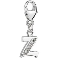 Materia Charm Buchstabe Silber Anhänger Buchstabe " Z " Alphabet Zirkonia weiß Silber C76, 925 Sterling Silber, rhodiniert
