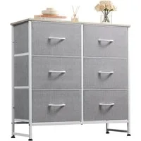 WLIVE Kommode mit 6 Schubladen aus Stoff, Holzplatte, (Breit 80 cm, moderne Kommode, 6), für Wohnzimmer, Schlafzimmer