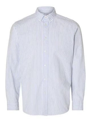 Selected - Slim Fit : Hemd weiß/blau - Gr. - XXL
