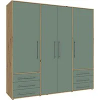 FORTE Drehtürenschrank Mokkaro, Kleiderschrank,zeitloses Design, 4 türig viel Stauraum, Schubladen, Stangengriffe, Made in Europe
