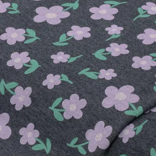 Sweatstoff "Blumen", grau/lila