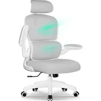 Fukstern Bürostuhl Ergonomischer Bürostuhl mit 90° klappbaren Armlehnen (Verstellbare Kopfstütze, atmungsaktiver Mesh-Bezug, Rücken- und Taillenstütze, Neigung fixierbar bei 90° (maximal kippbar bis 135), bis 150 kg belastbar