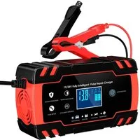MOPUEA 8-A-Intelligentes Batterie-Ladegerät, 12V/24V Autobatterieladegerät Autobatterie-Ladegerät (mit Erhaltungsladung, vollautomatischer Desulfator, mit Temperaturkompensation für Auto, LKW, Rasenmäher)